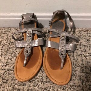Coach Silver Open Toe Wedge Sandals Size 8.5
